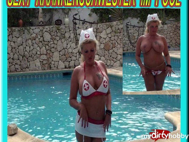 Sexy Krankenschwester im Pool