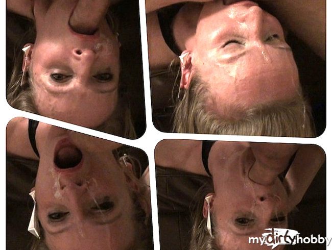First-timer HOLLY: upsidedown deepthroat, covered in drool