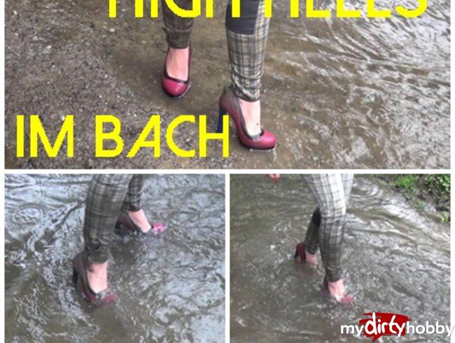 Mit High Heels im Bach