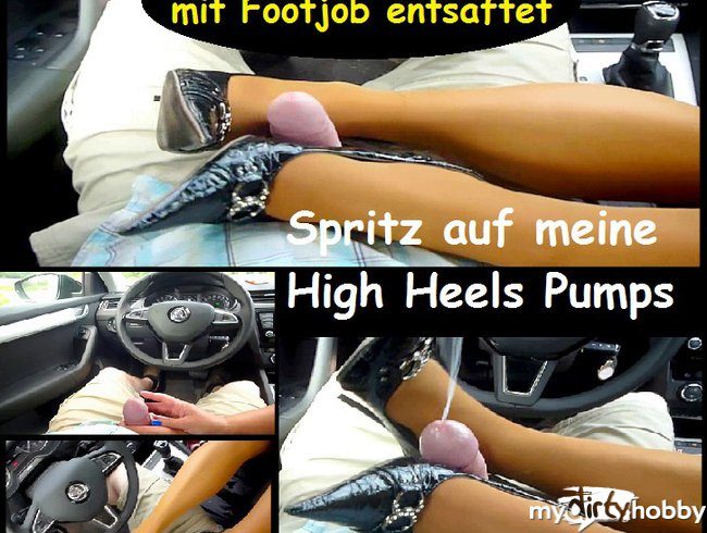 AutoSex - Shoejob mit spitzen Lack Heels