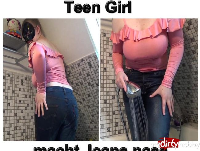 Teen Girl macht Jeans nass