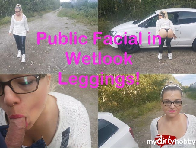 Public Facial in Wetlook Leggings!